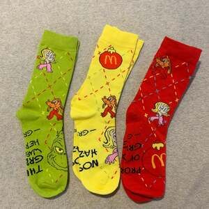 McDonald's x The Grinch 2024 Christmas Meal Yellow Socks